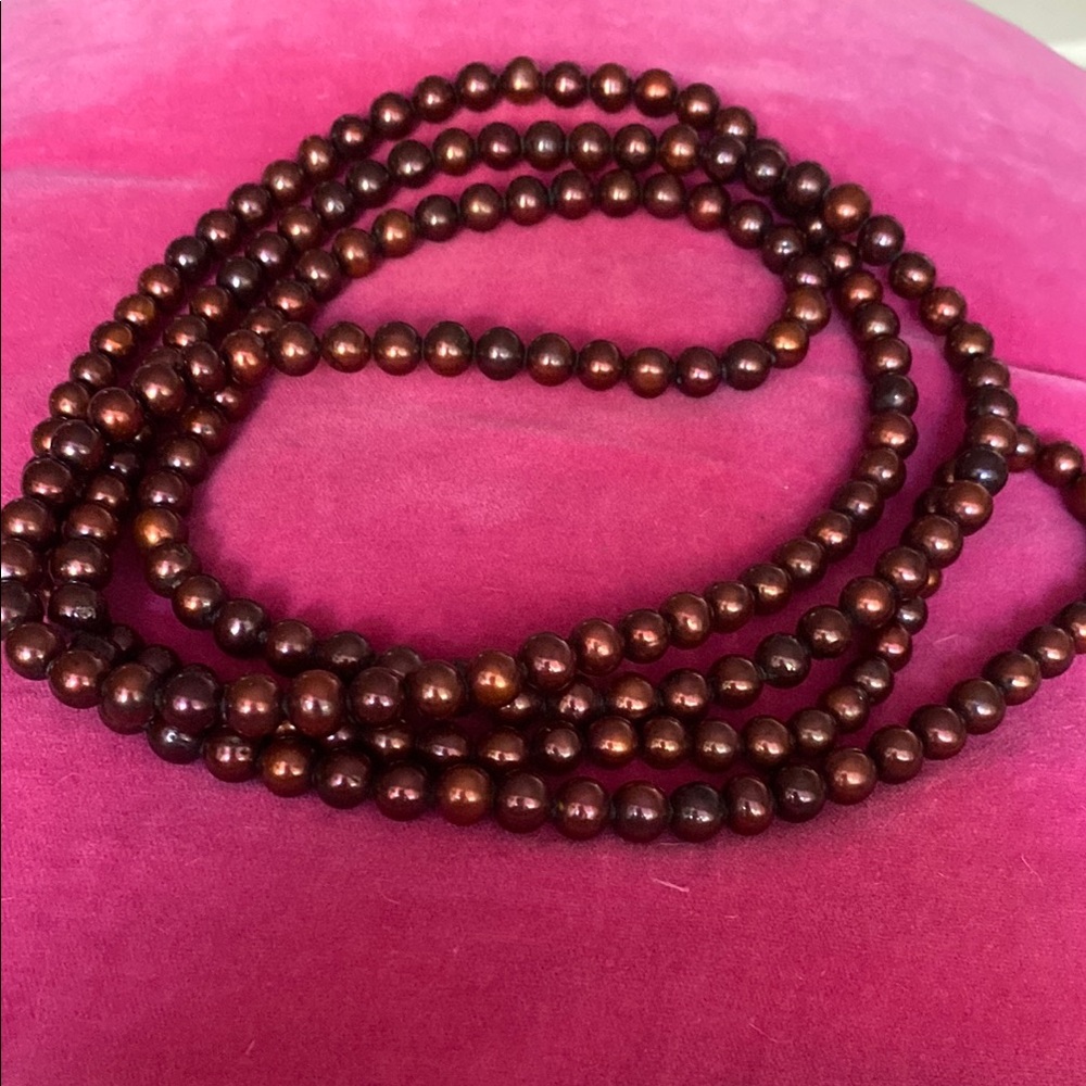Elegant Bronze Freshwater Pearl Extra Long Necklace